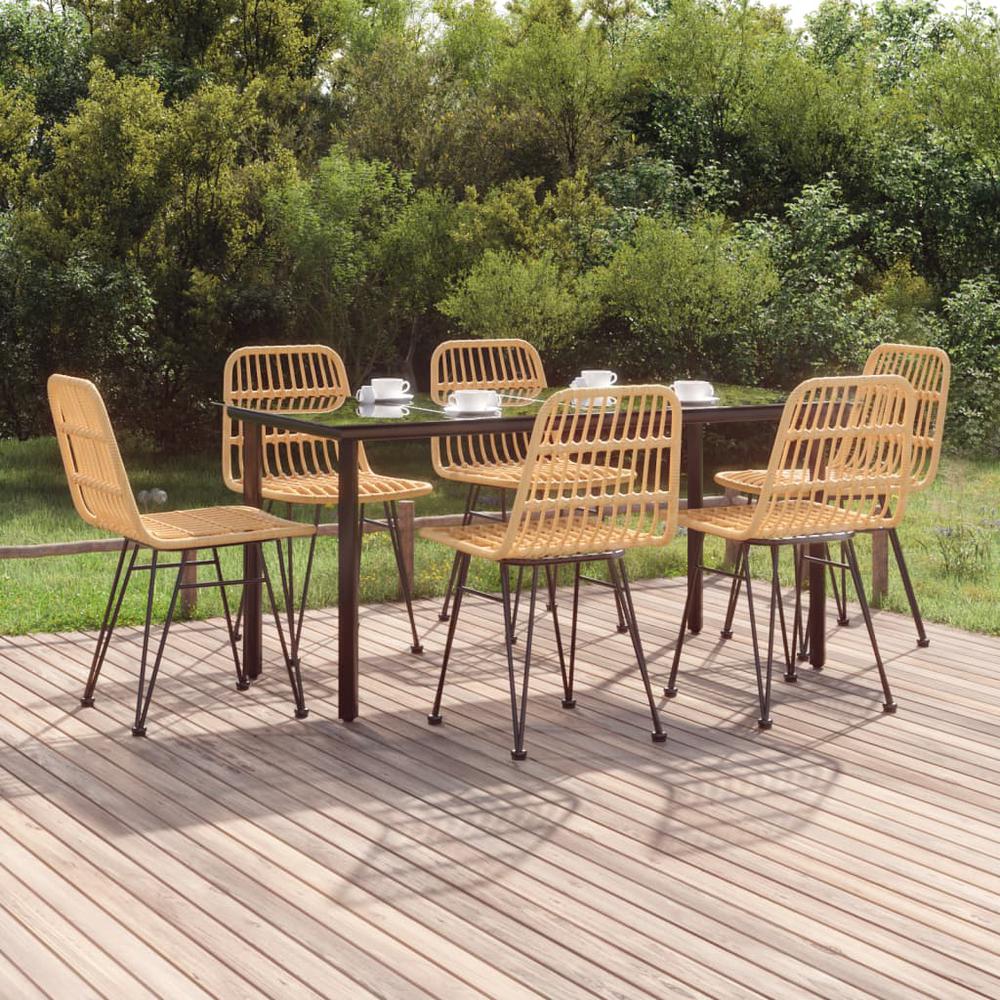 7 Piece Patio Dining Set Poly Rattan. Picture 11