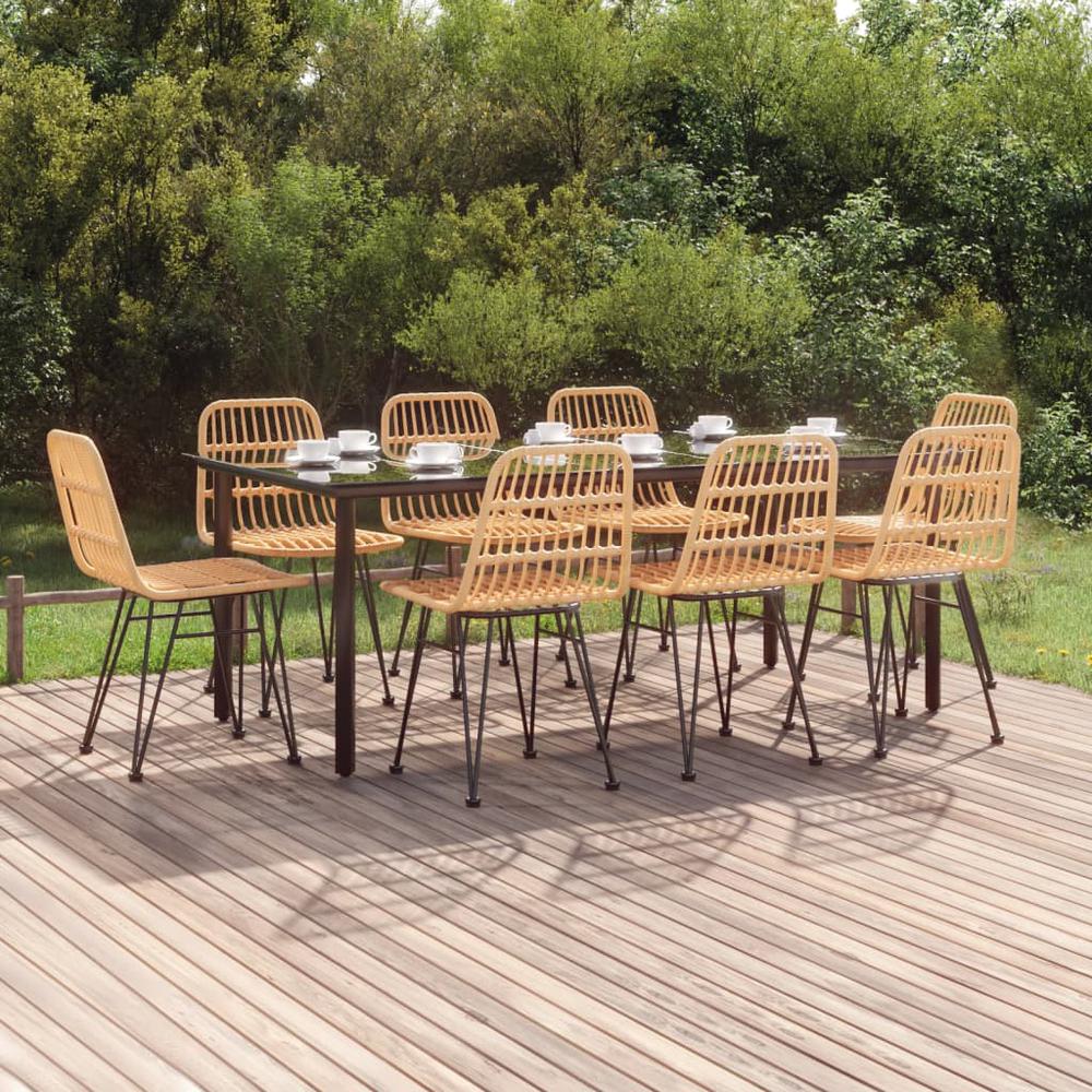 9 Piece Patio Dining Set Poly Rattan. Picture 11