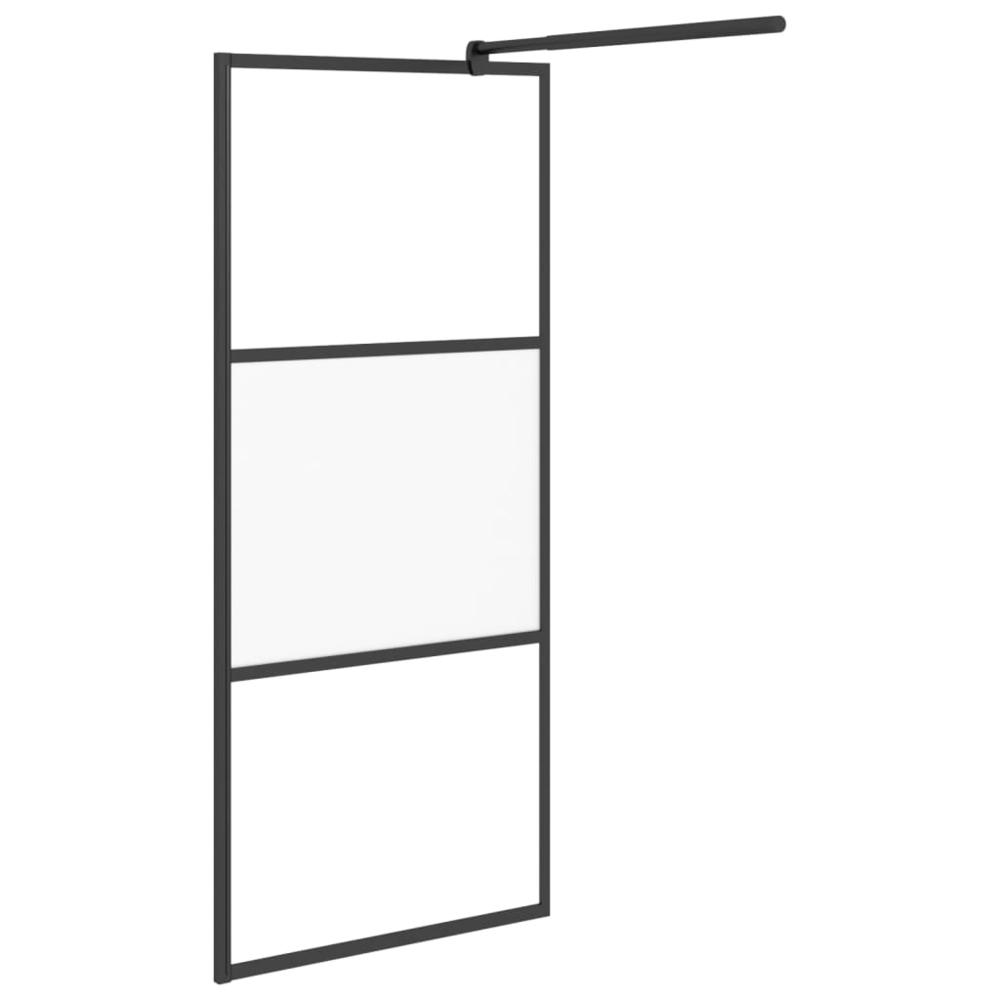Walk-in Shower Wall with Shelf Black 35.4"x76.8" ESG Glass&Aluminum. Picture 4
