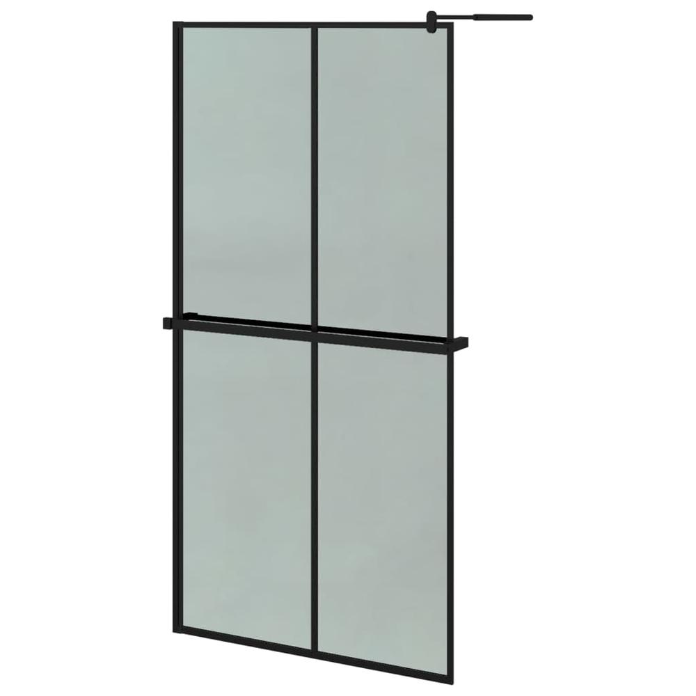 Walk-in Shower Wall with Shelf Black 39.4"x76.8" ESG Glass&Aluminum. Picture 1