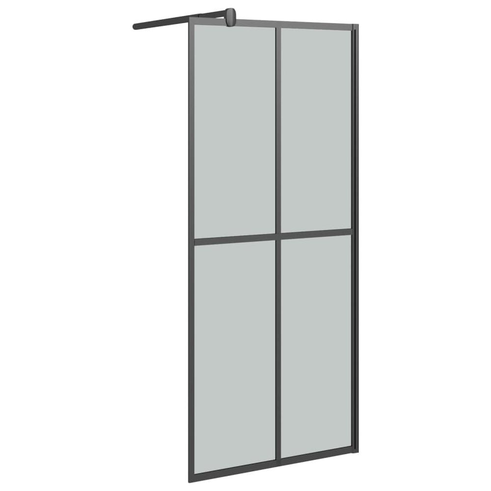 Walk-in Shower Wall with Shelf Black 39.4"x76.8" ESG Glass&Aluminum. Picture 2