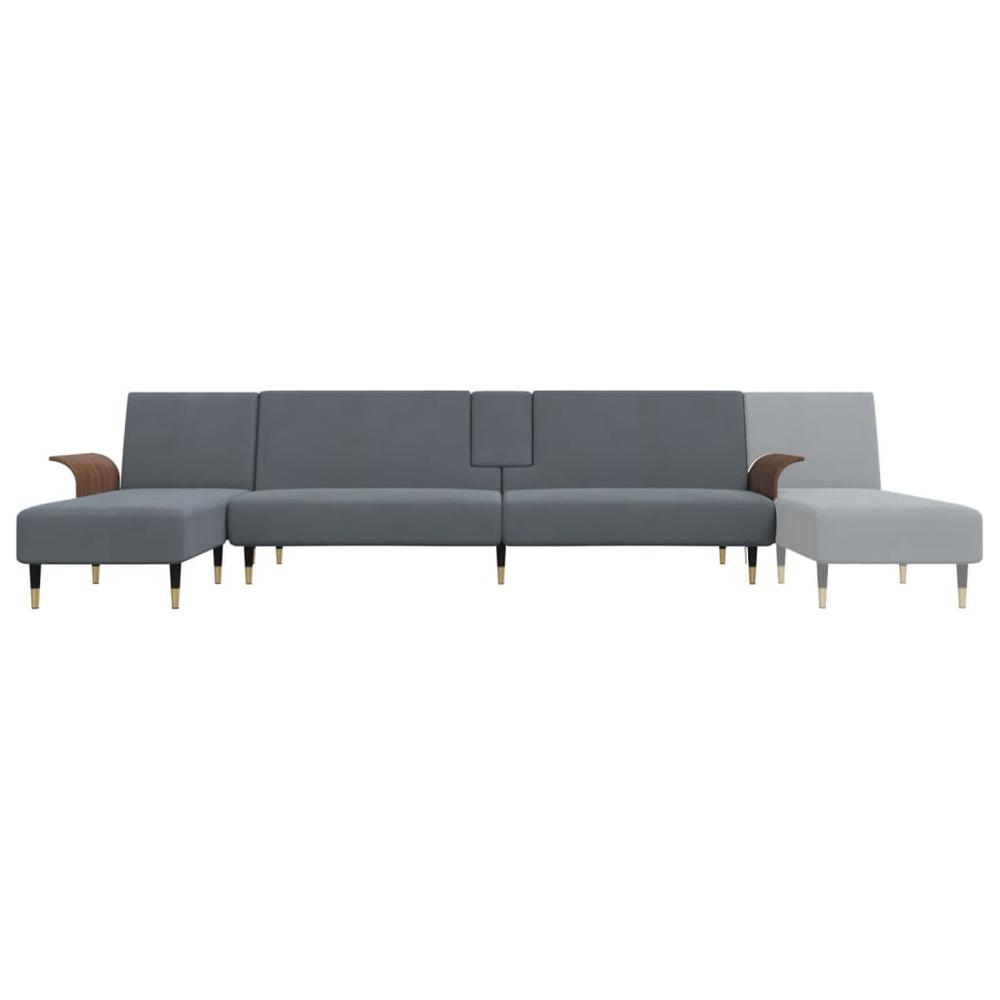 L-shaped Sofa Bed Dark Gray 109.8"x55.1"x27.6" Velvet. Picture 7