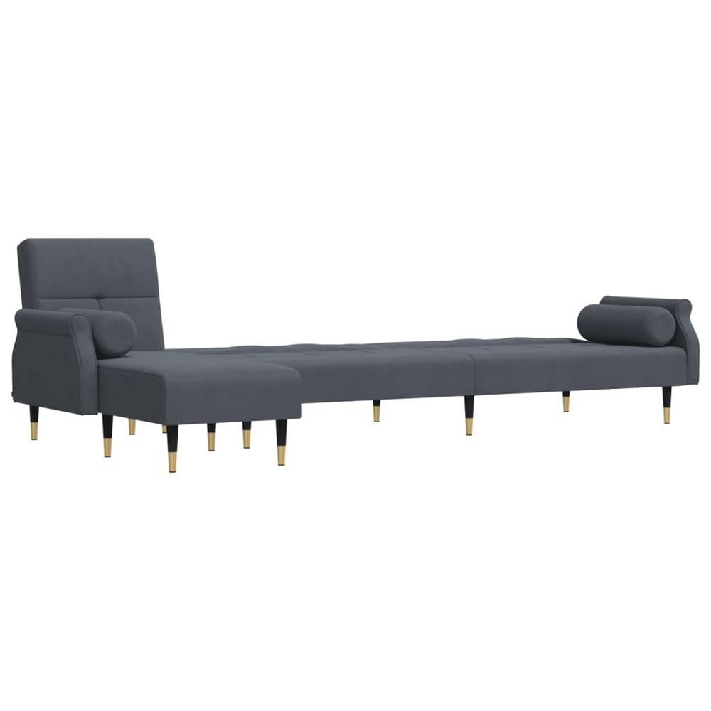 L-shaped Sofa Bed Dark Gray 106.7"x55.1"x27.6" Velvet. Picture 3