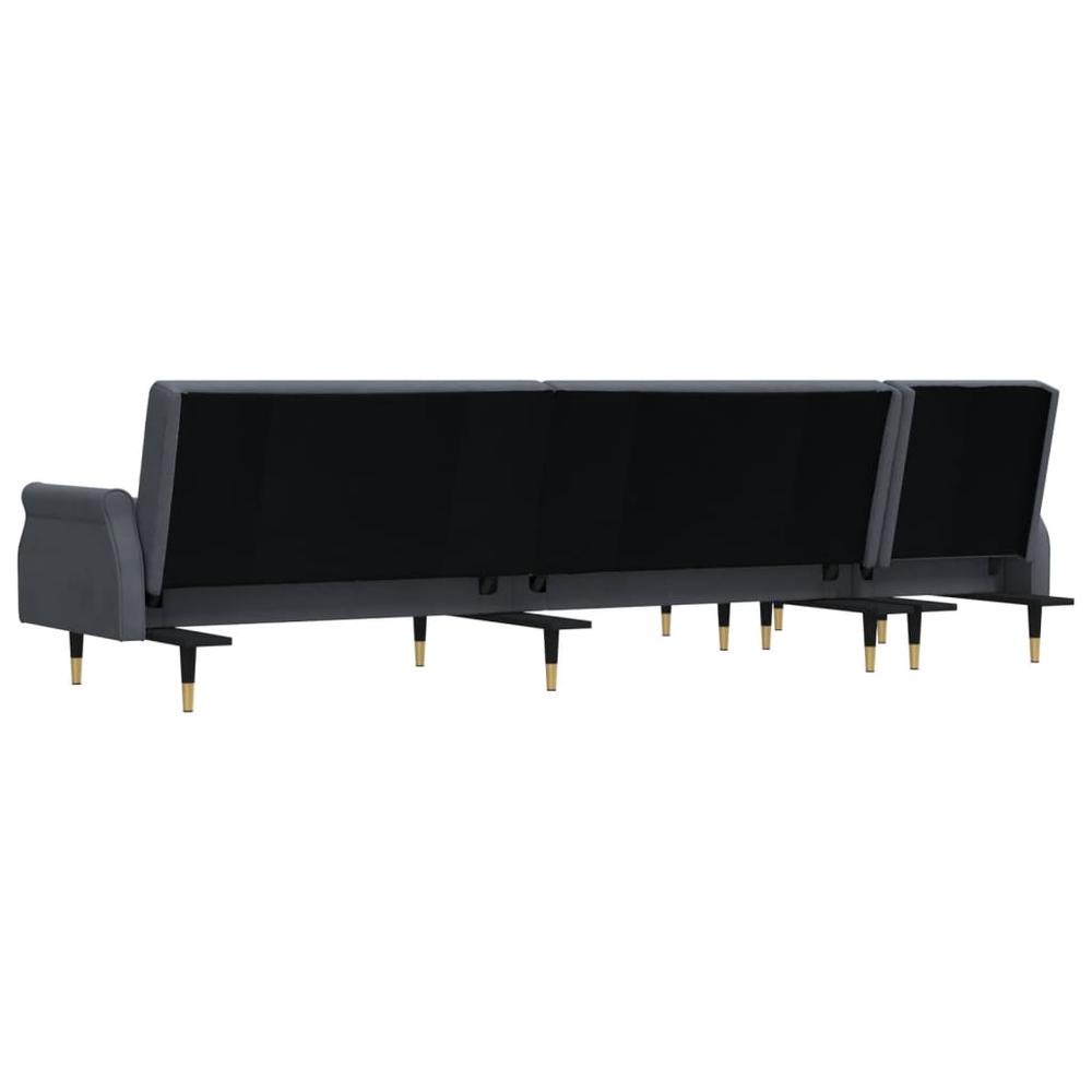 L-shaped Sofa Bed Dark Gray 106.7"x55.1"x27.6" Velvet. Picture 4
