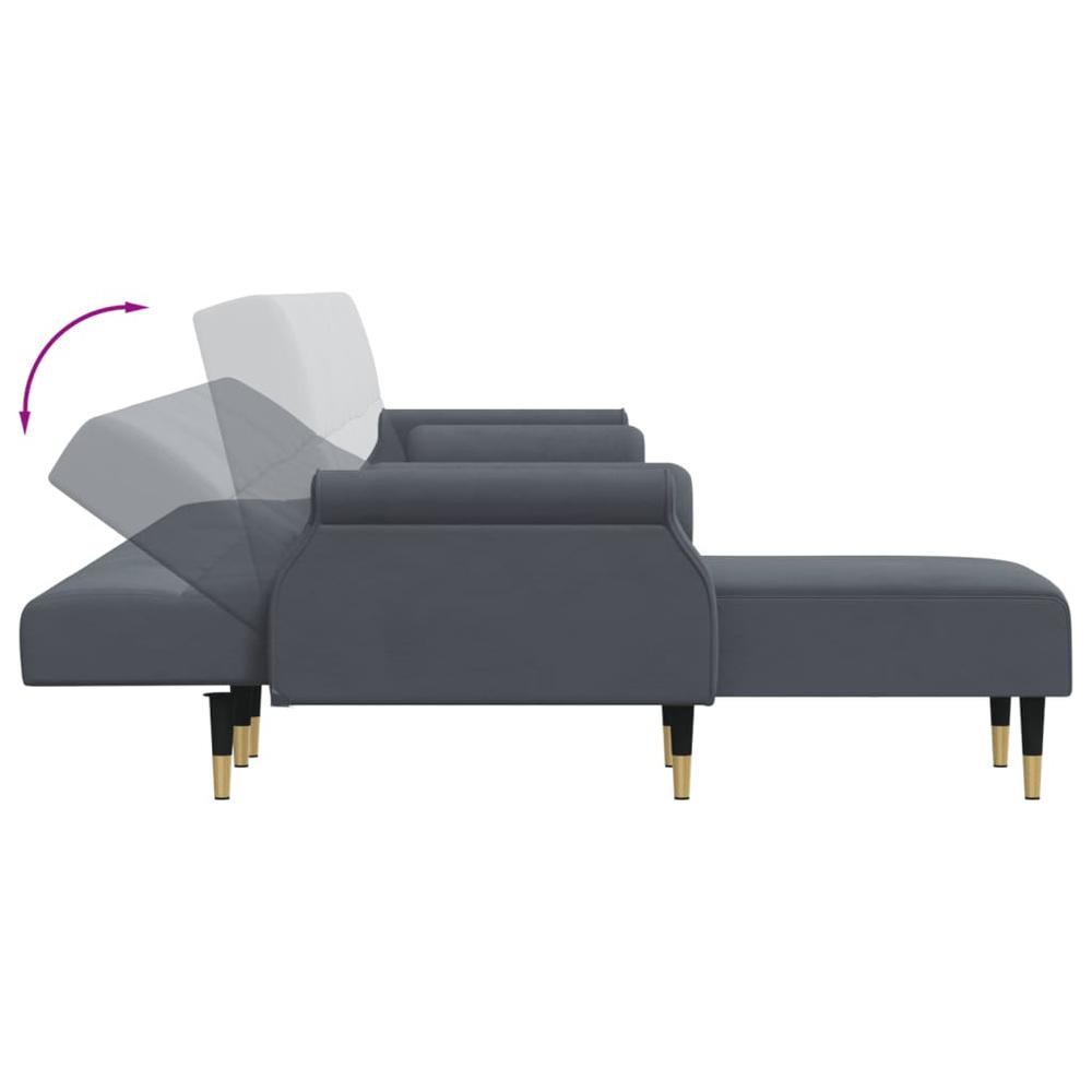 L-shaped Sofa Bed Dark Gray 106.7"x55.1"x27.6" Velvet. Picture 5
