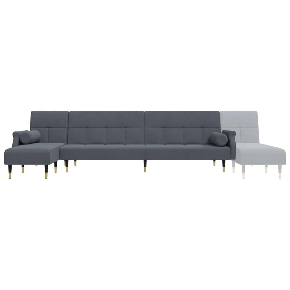 L-shaped Sofa Bed Dark Gray 106.7"x55.1"x27.6" Velvet. Picture 6