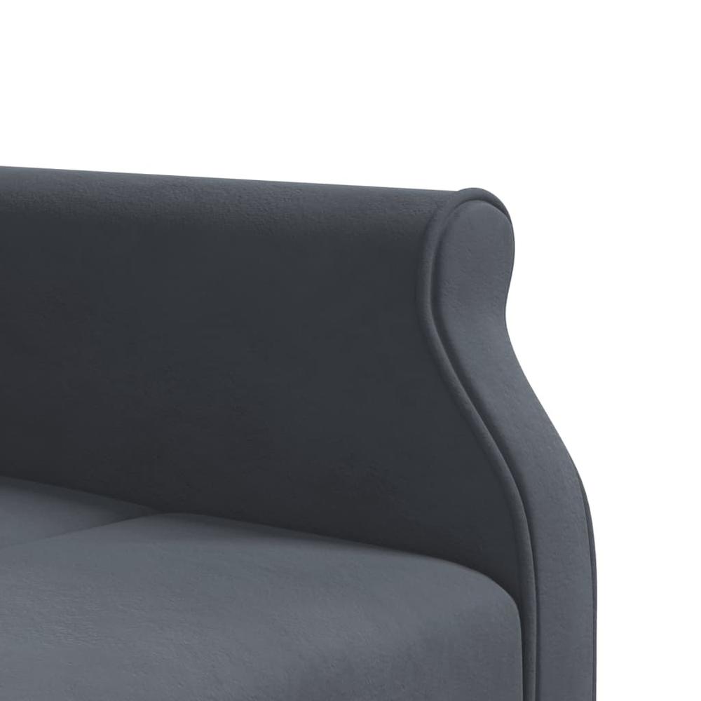 L-shaped Sofa Bed Dark Gray 106.7"x55.1"x27.6" Velvet. Picture 7