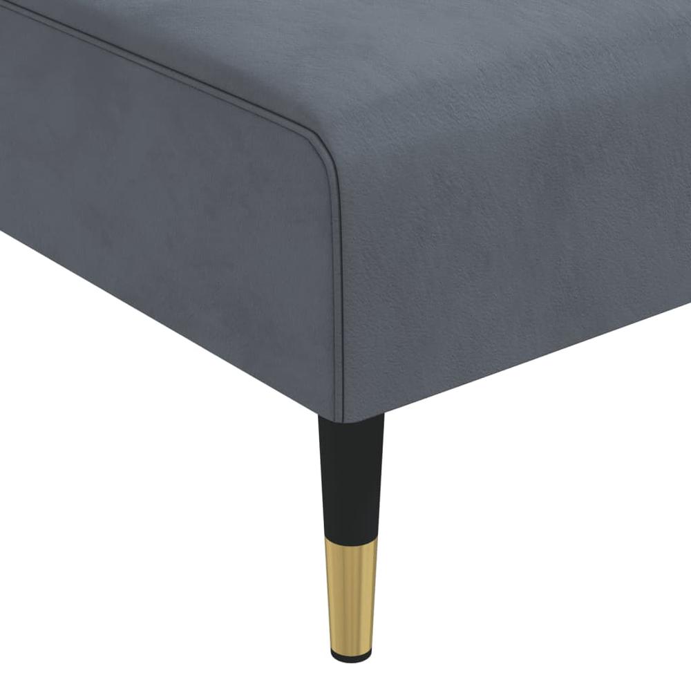 L-shaped Sofa Bed Dark Gray 106.7"x55.1"x27.6" Velvet. Picture 8