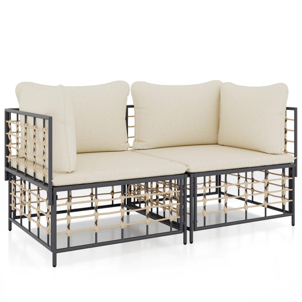 Sectional Corner Sofas with Cushions 2 pcs Poly Rattan. Picture 1
