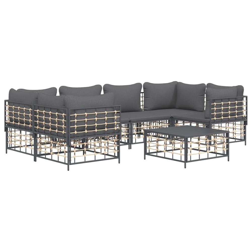 7 Piece Patio Lounge Set with Cushions Anthracite Poly Rattan. Picture 2