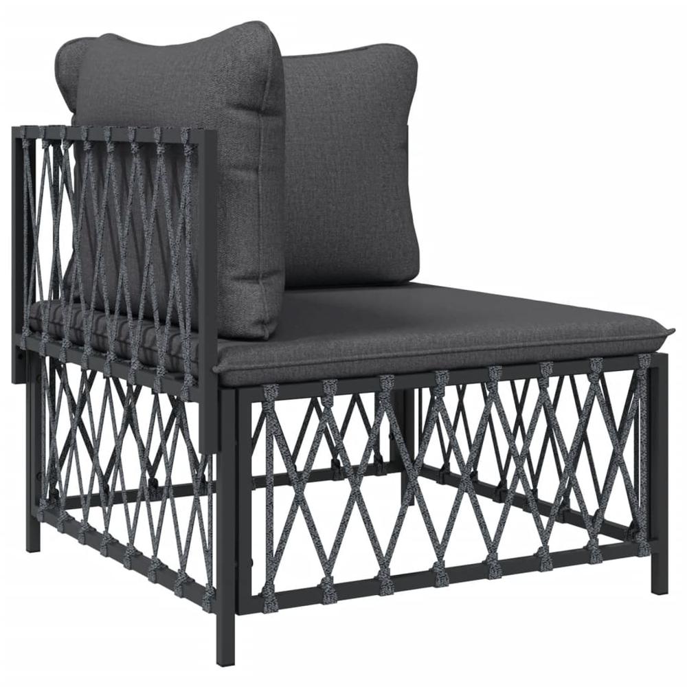 2 Piece Patio Lounge Set with Cushions Anthracite Steel. Picture 3