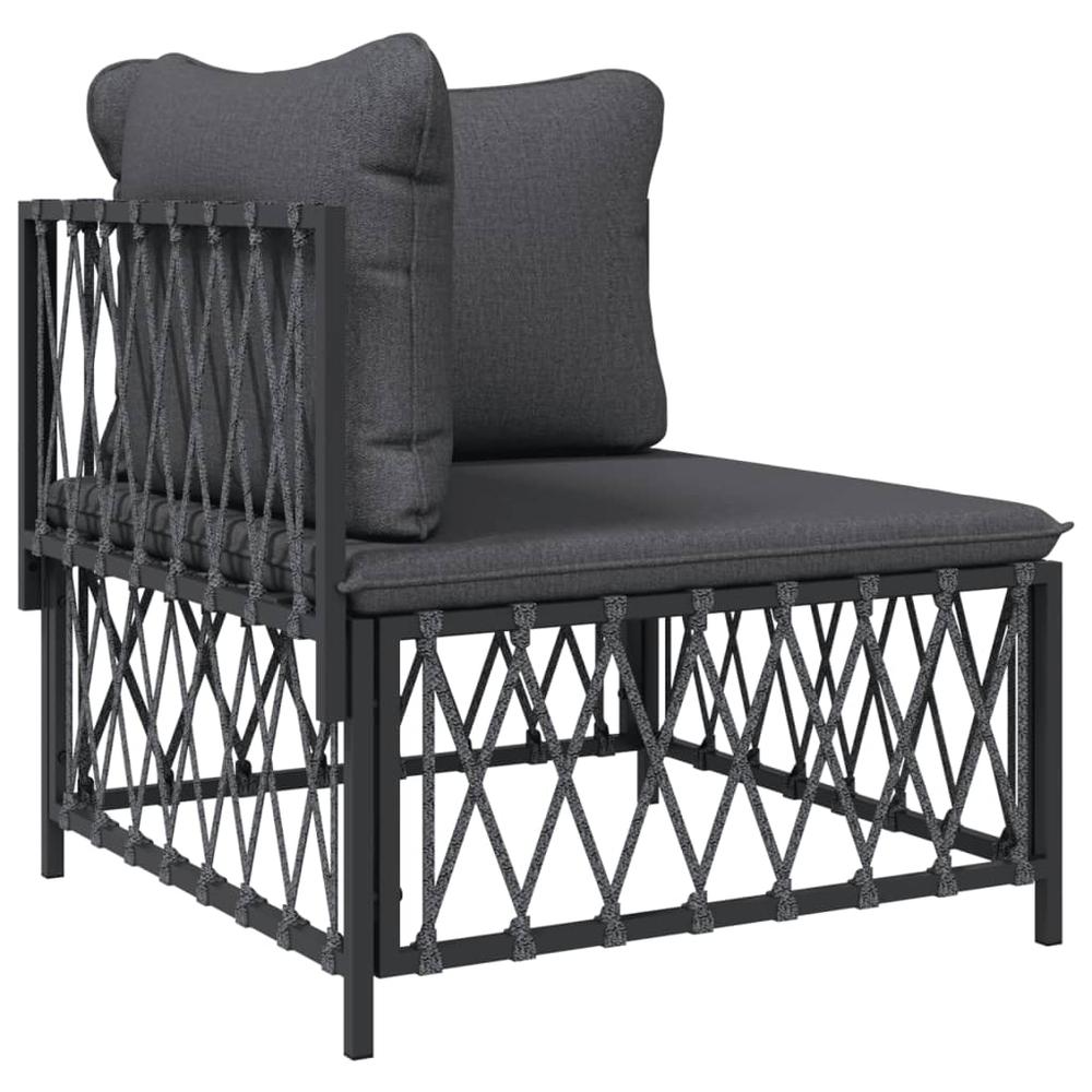 6 Piece Patio Lounge Set with Cushions Anthracite Steel. Picture 3