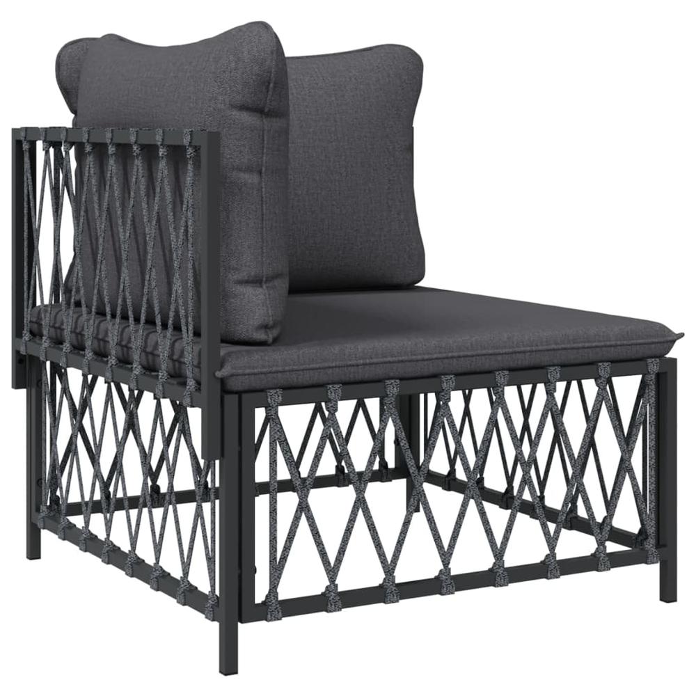 4 Piece Patio Lounge Set with Cushions Anthracite Steel. Picture 3