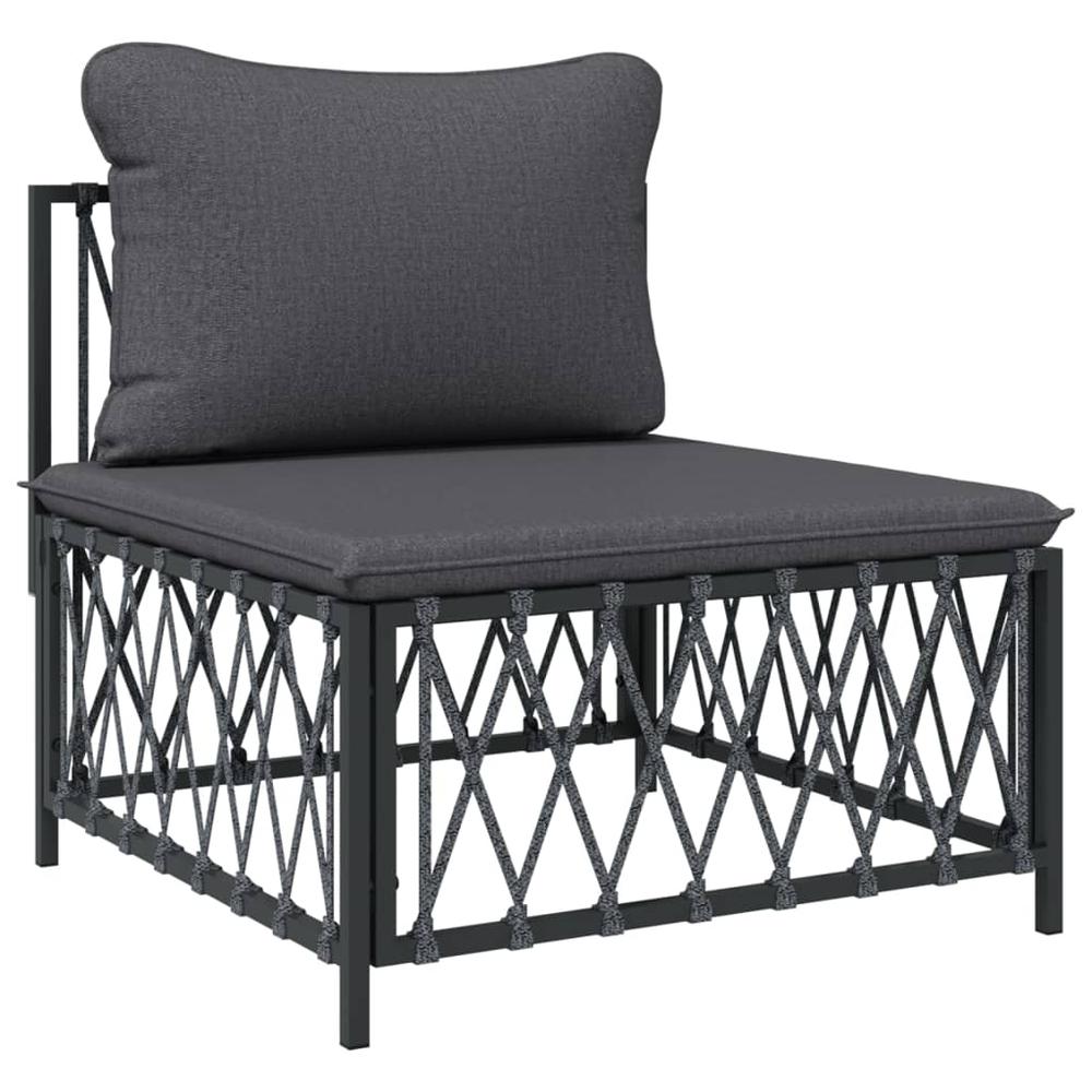 4 Piece Patio Lounge Set with Cushions Anthracite Steel. Picture 4