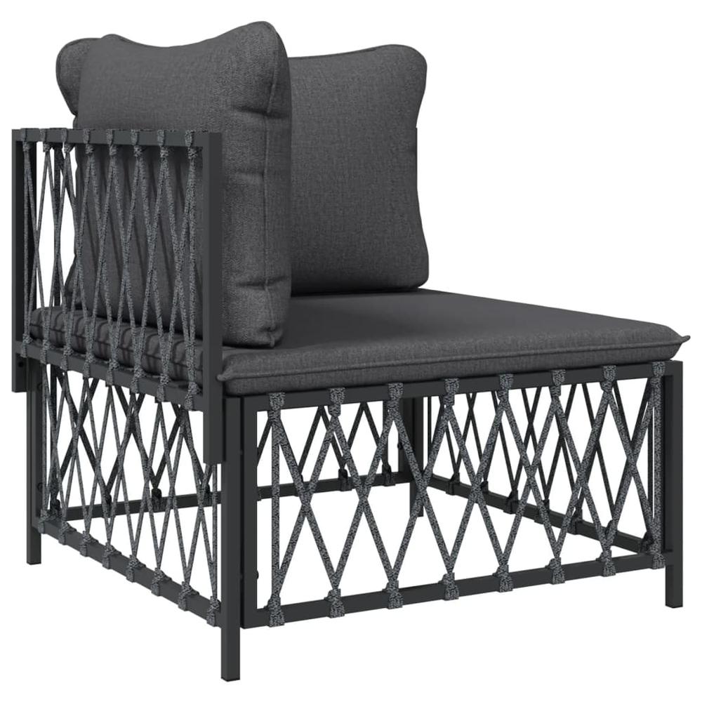 3 Piece Patio Lounge Set with Cushions Anthracite Steel. Picture 3