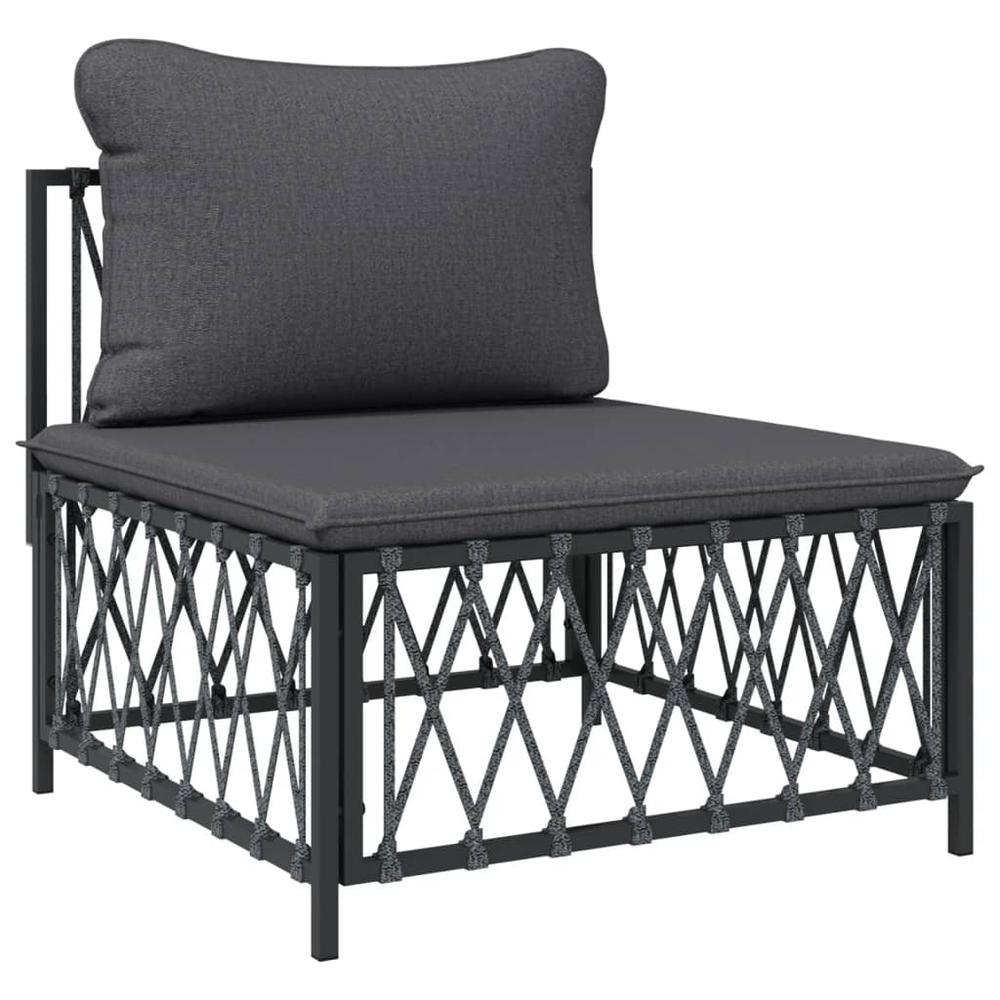 3 Piece Patio Lounge Set with Cushions Anthracite Steel. Picture 4