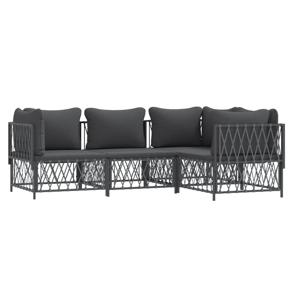 4 Piece Patio Lounge Set with Cushions Anthracite Steel. Picture 2