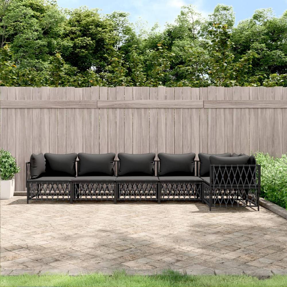 6 Piece Patio Lounge Set with Cushions Anthracite Steel. Picture 8