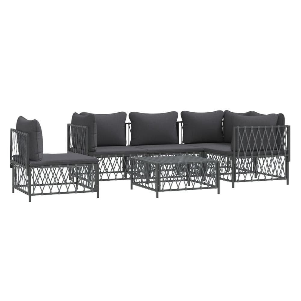 6 Piece Patio Lounge Set with Cushions Anthracite Steel. Picture 2