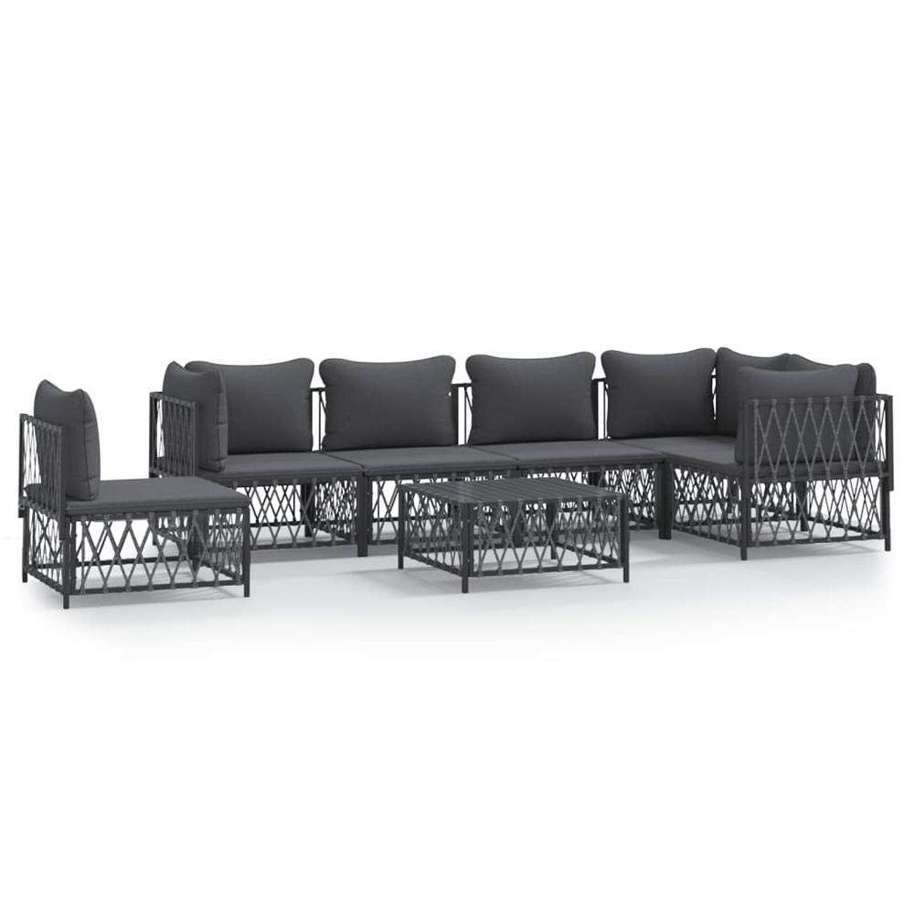 7 Piece Patio Lounge Set with Cushions Anthracite Steel. Picture 1