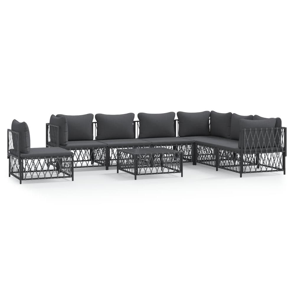 8 Piece Patio Lounge Set with Cushions Anthracite Steel. Picture 1