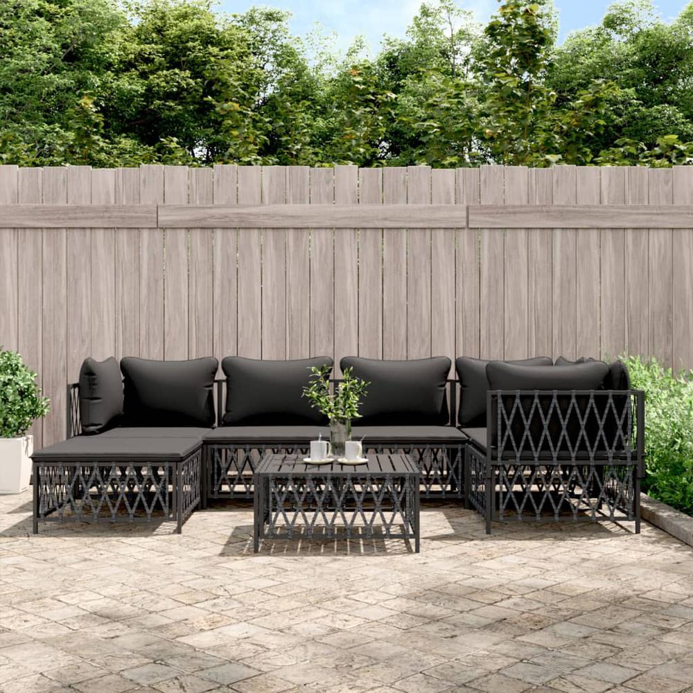 7 Piece Patio Lounge Set with Cushions Anthracite Steel. Picture 10