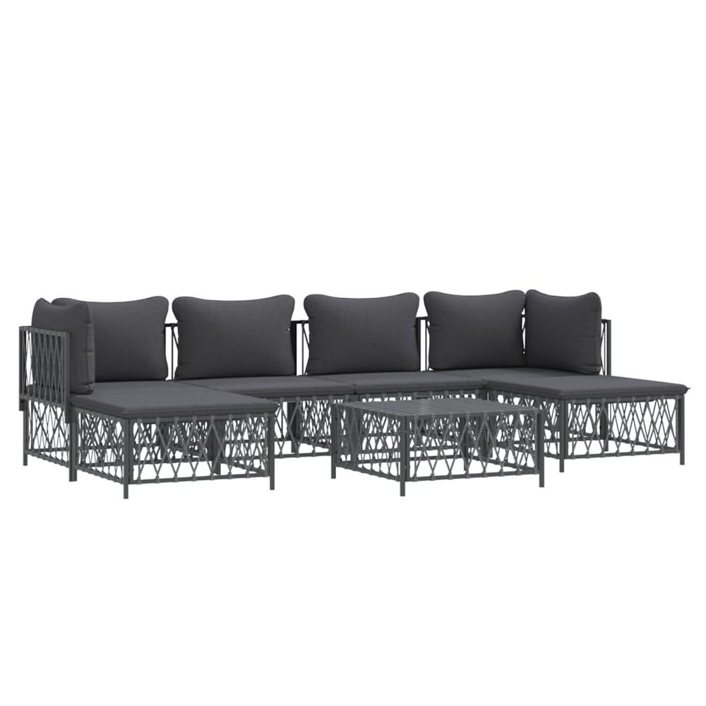 7 Piece Patio Lounge Set with Cushions Anthracite Steel. Picture 2