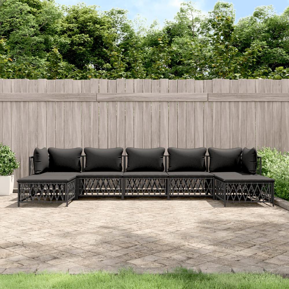 7 Piece Patio Lounge Set with Cushions Anthracite Steel. Picture 9