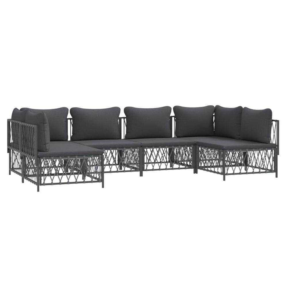 6 Piece Patio Lounge Set with Cushions Anthracite Steel. Picture 2