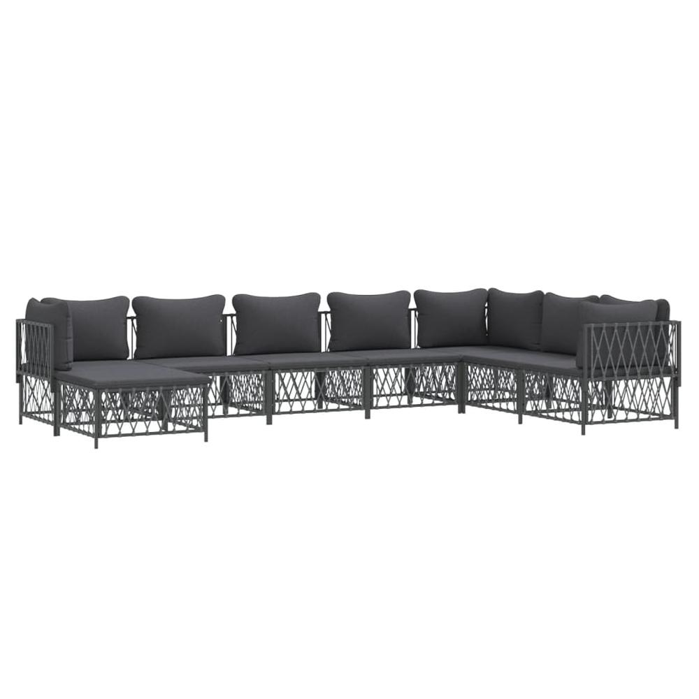 8 Piece Patio Lounge Set with Cushions Anthracite Steel. Picture 2