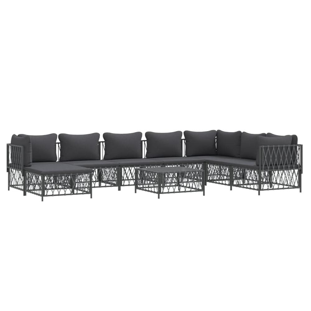 9 Piece Patio Lounge Set with Cushions Anthracite Steel. Picture 2
