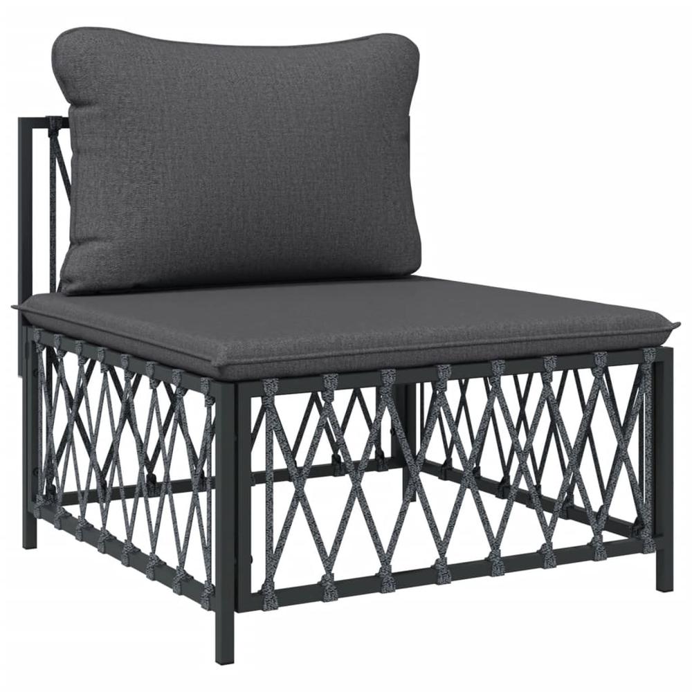 9 Piece Patio Lounge Set with Cushions Anthracite Steel. Picture 4
