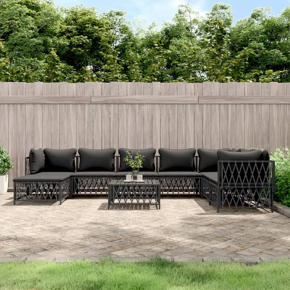9 Piece Patio Lounge Set with Cushions Anthracite Steel. Picture 10