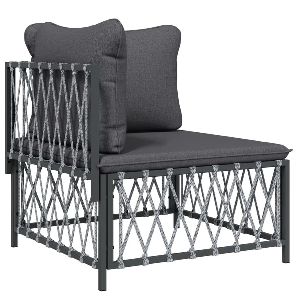 8 Piece Patio Lounge Set with Cushions Anthracite Steel. Picture 3