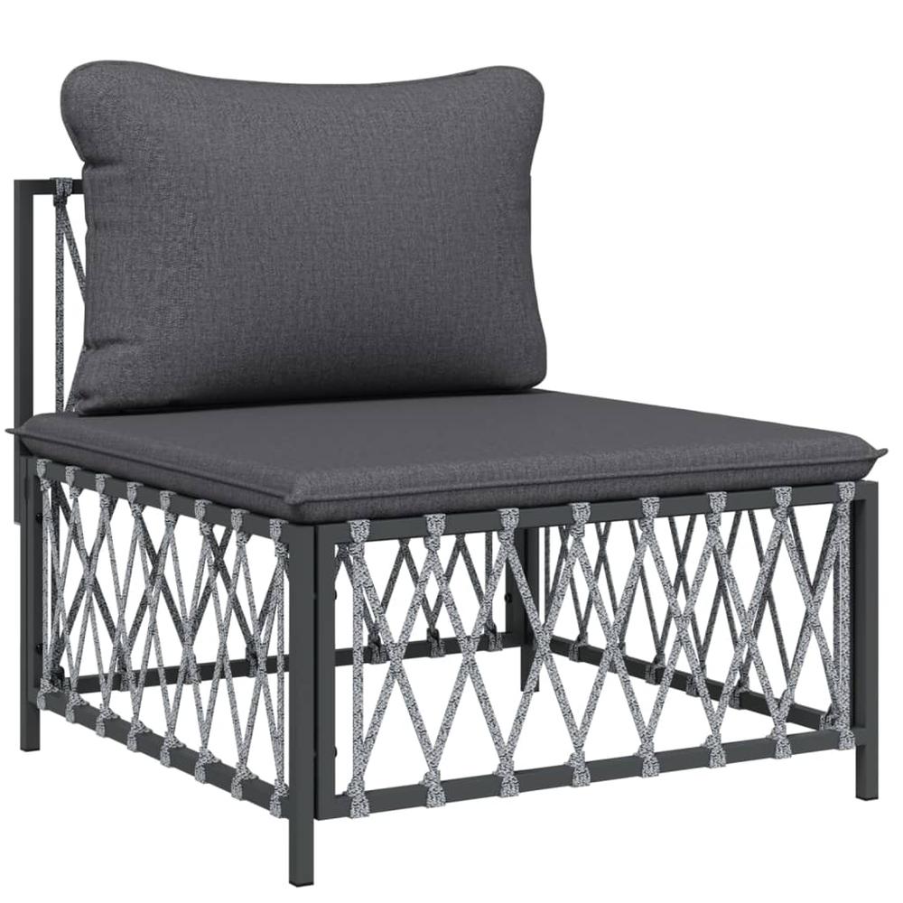 8 Piece Patio Lounge Set with Cushions Anthracite Steel. Picture 4
