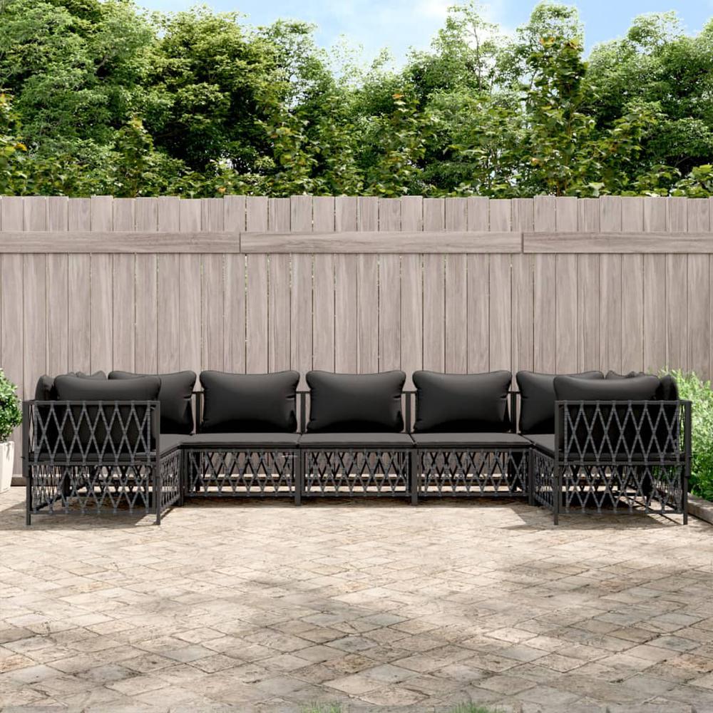 7 Piece Patio Lounge Set with Cushions Anthracite Steel. Picture 8