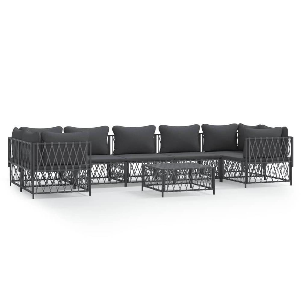 8 Piece Patio Lounge Set with Cushions Anthracite Steel. Picture 1
