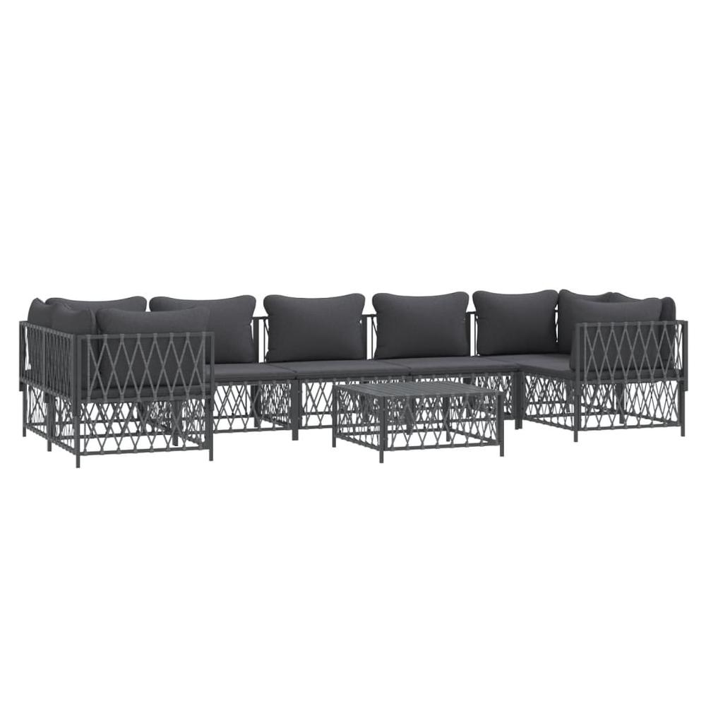 8 Piece Patio Lounge Set with Cushions Anthracite Steel. Picture 2