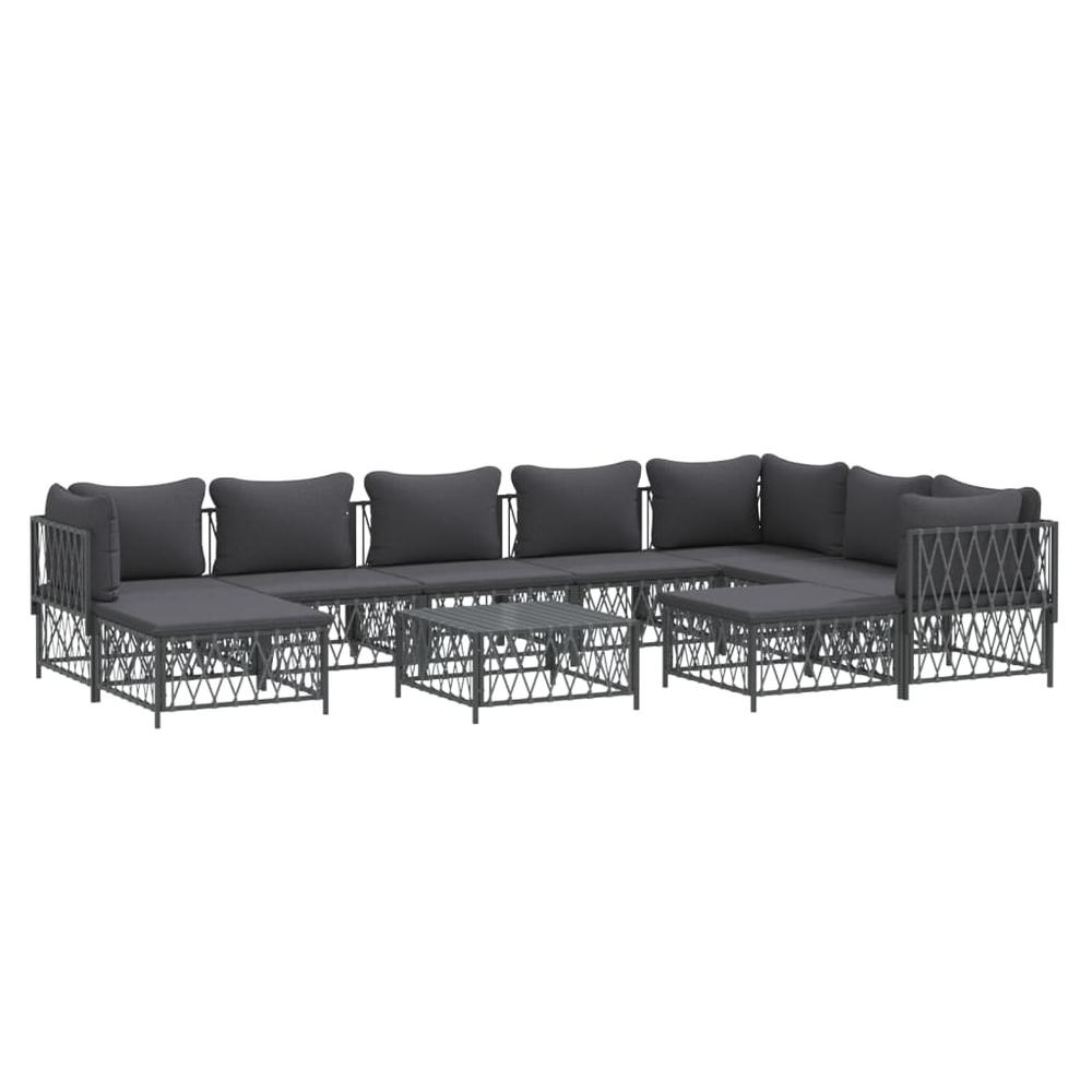 10 Piece Patio Lounge Set with Cushions Anthracite Steel. Picture 2