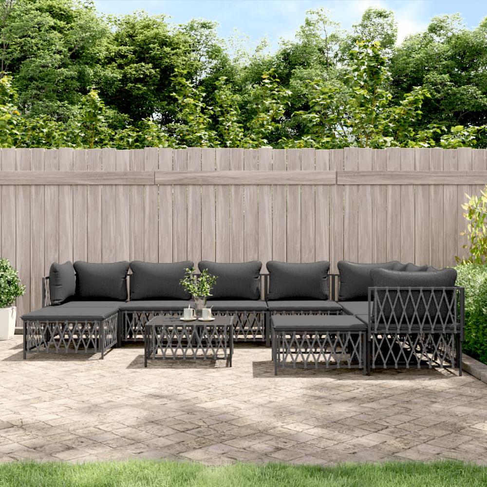 10 Piece Patio Lounge Set with Cushions Anthracite Steel. Picture 10
