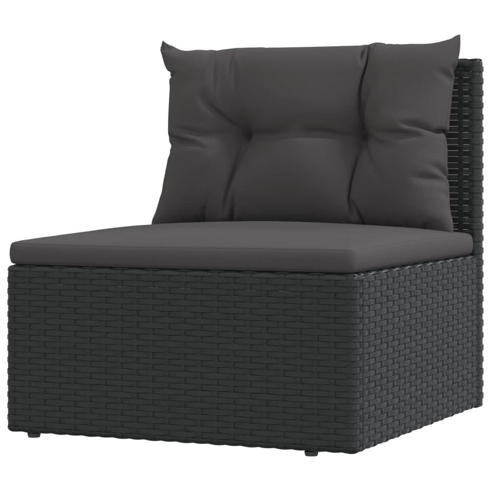 9 Piece Patio Lounge Set with Cushions Black Poly Rattan. Picture 6