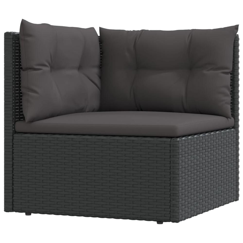 4 Piece Patio Lounge Set with Cushions Black Poly Rattan. Picture 4