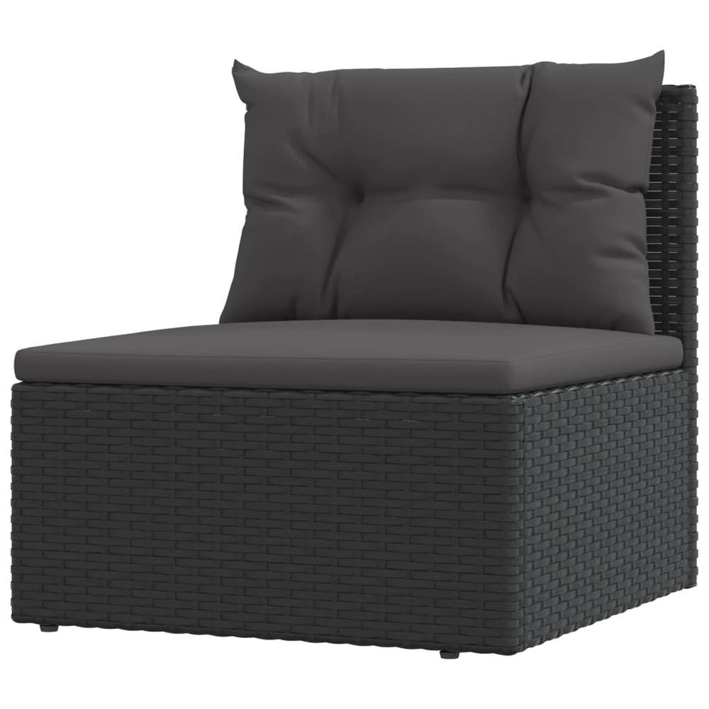 4 Piece Patio Lounge Set with Cushions Black Poly Rattan. Picture 6