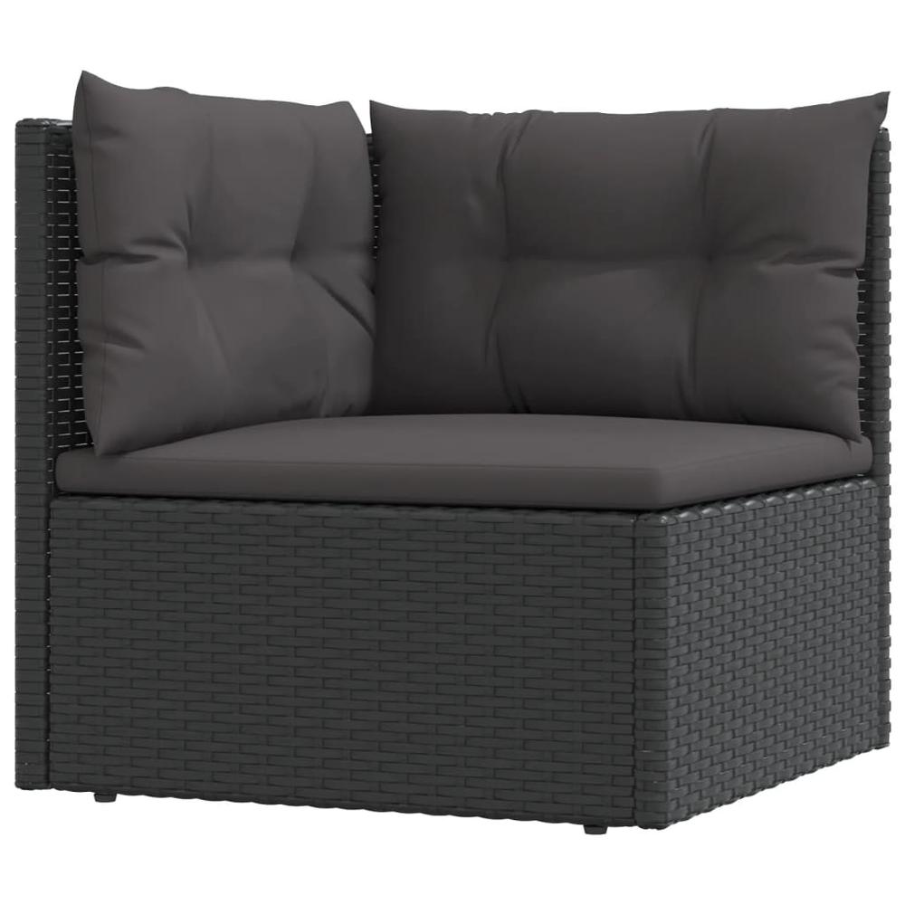 8 Piece Patio Lounge Set with Cushions Black Poly Rattan. Picture 4