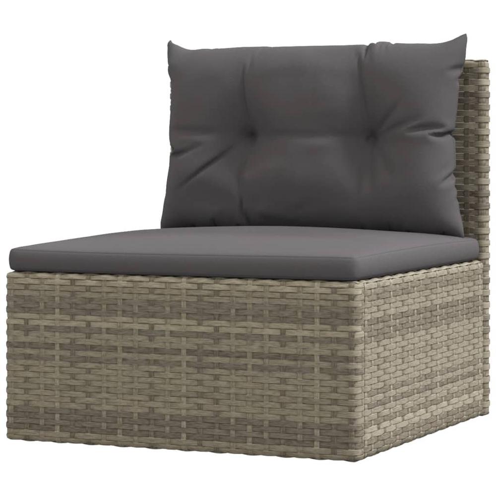 5 Piece Patio Lounge Set with Cushions Gray Poly Rattan. Picture 7