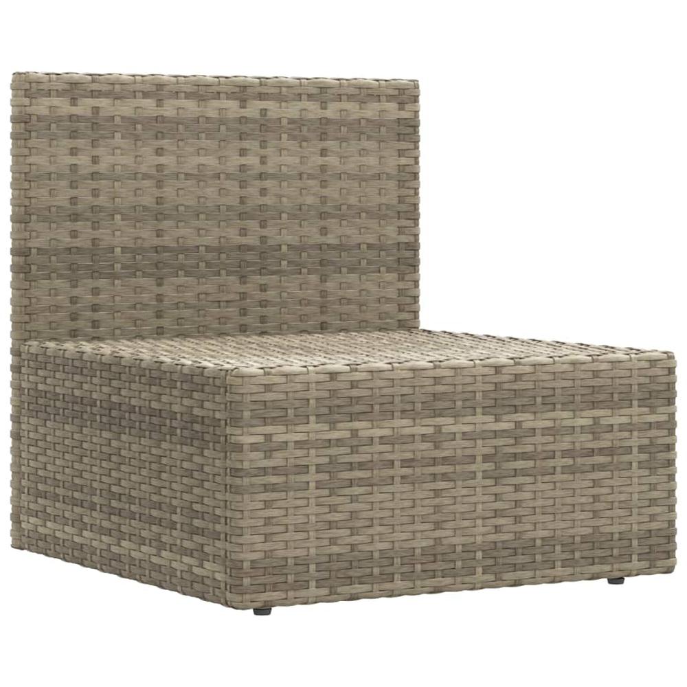 4 Piece Patio Lounge Set with Cushions Gray Poly Rattan. Picture 9