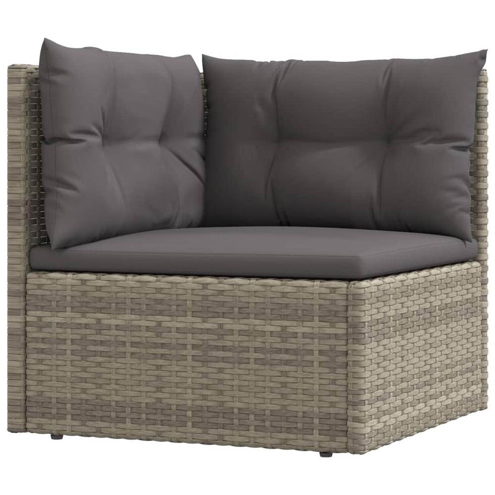 5 Piece Patio Lounge Set with Cushions Gray Poly Rattan. Picture 4