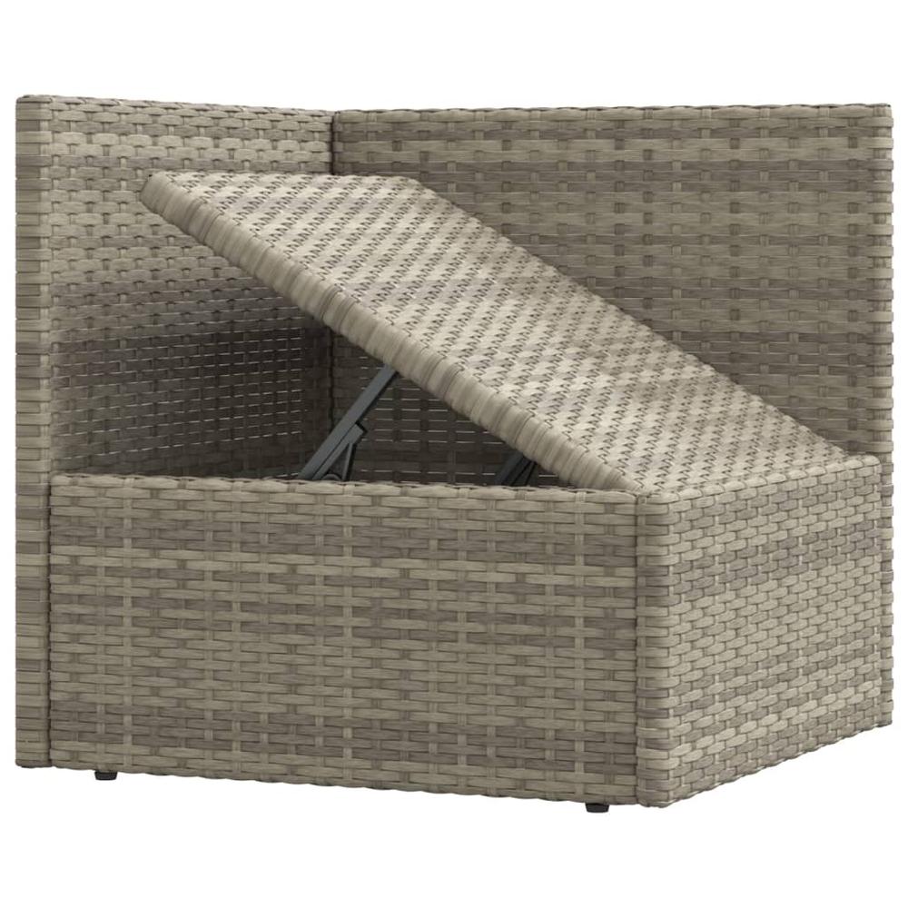 5 Piece Patio Lounge Set with Cushions Gray Poly Rattan. Picture 6