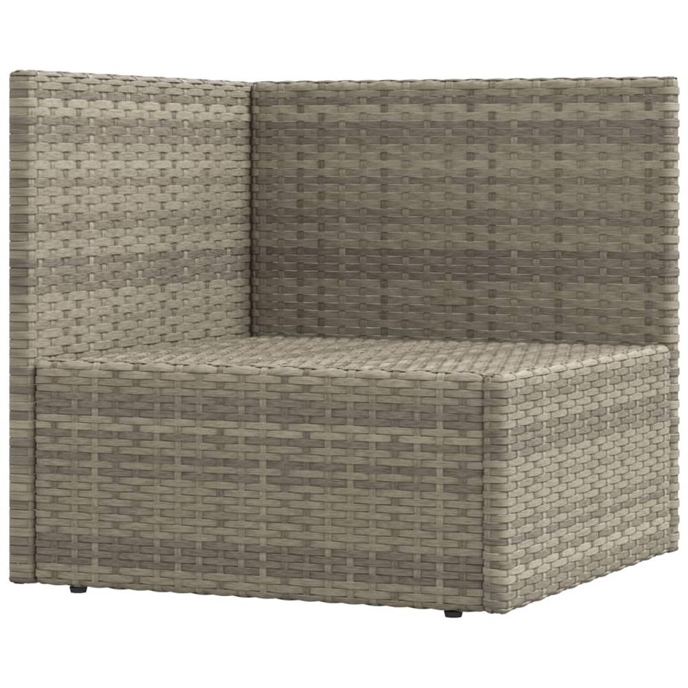 5 Piece Patio Lounge Set with Cushions Gray Poly Rattan. Picture 5
