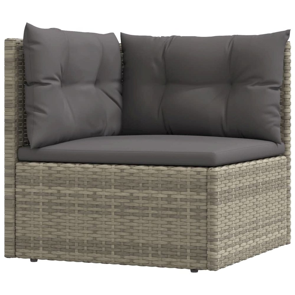 7 Piece Patio Lounge Set with Cushions Gray Poly Rattan. Picture 5